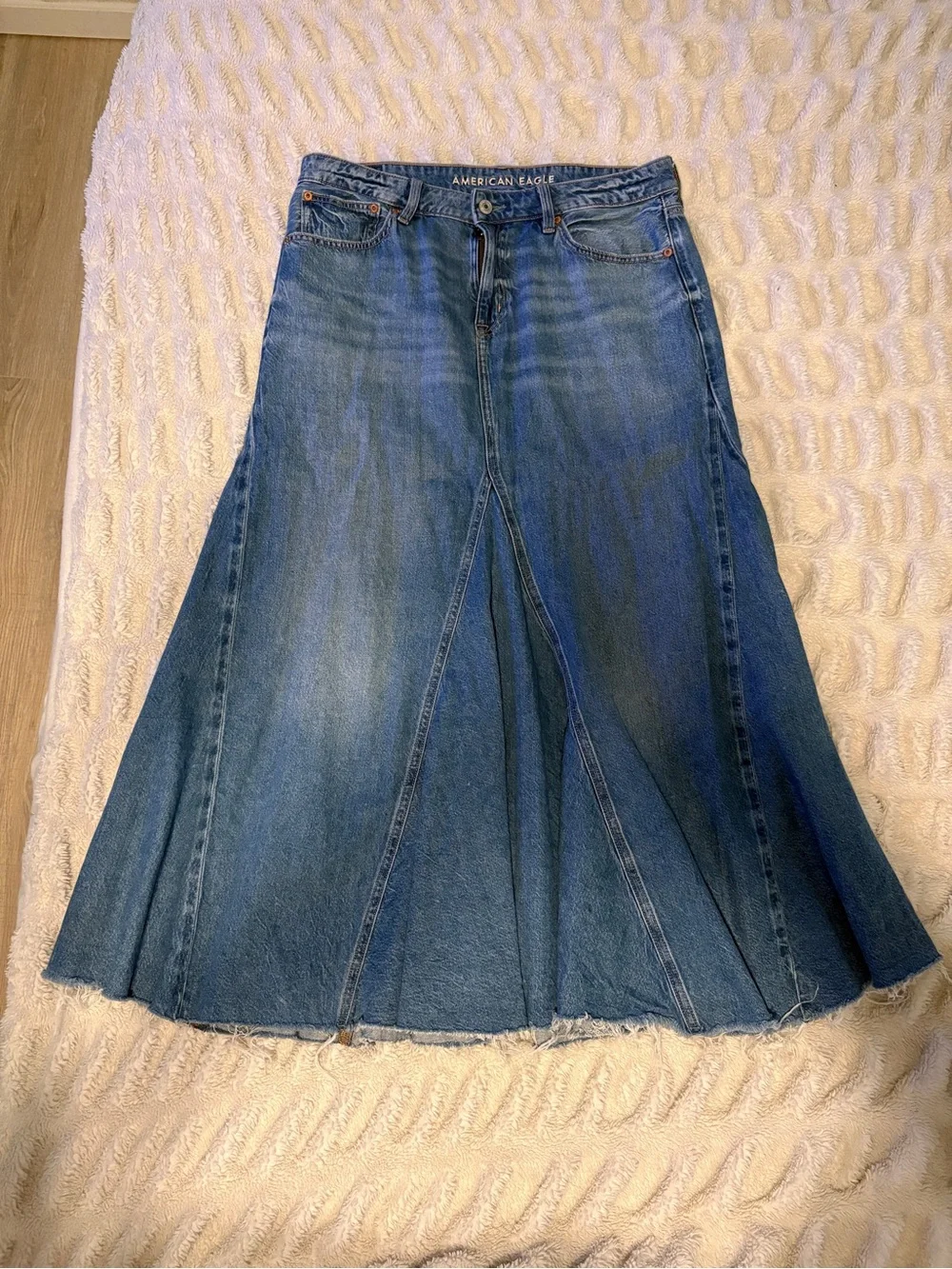American Eagle Outfitters Denim Pieced Maxi Skirt - Light Blue